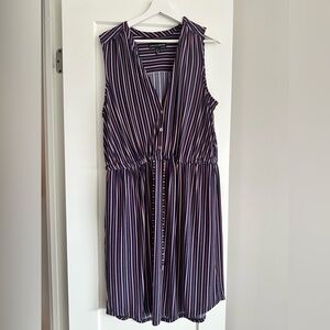 Love & Legend Navy and White Striped Midi Dress